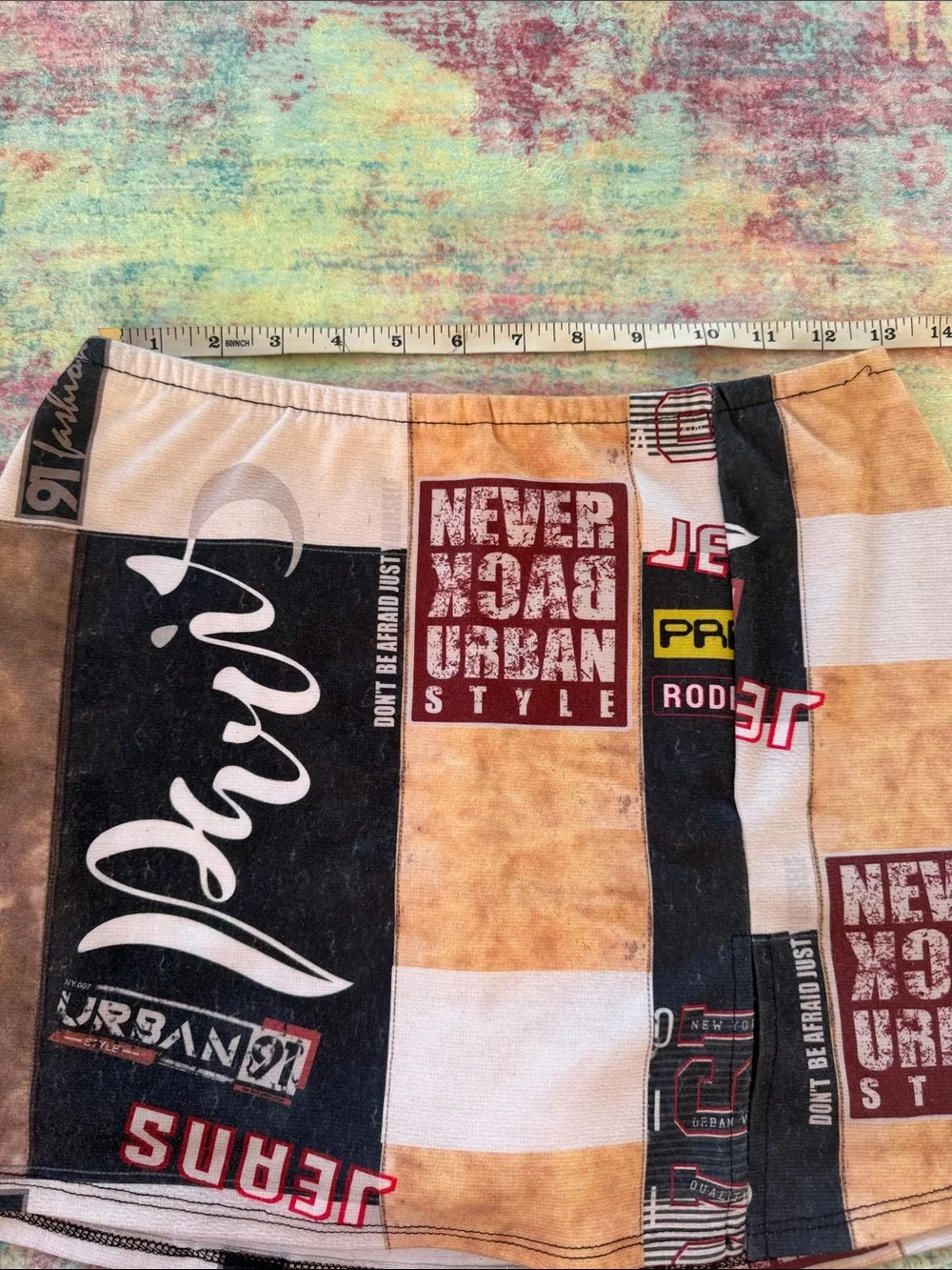 💜Patchwork Graphic Mini Skort in Brown and Black